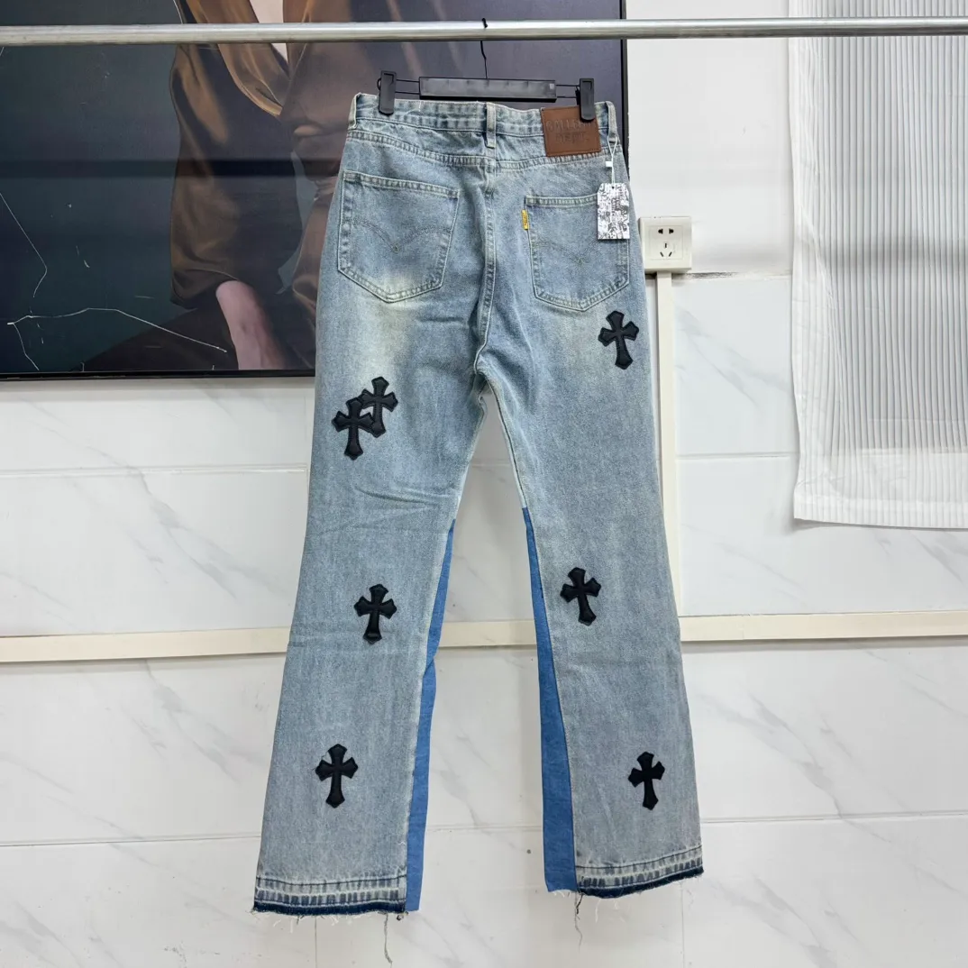 #8092 P260💰 Independent GALLERY DEPT. Vintage spliced cross loose washed flared jeans - truly restore the ultimate texture of Vintage - original hardware accessories washed and other elevators, QR code analysis are all purchased from the original factory, high degree of restoration, welcome to compare with a certain product ~ - three-dimensional version loose and comfortable, not picky about the figure, tall and slim, factory Seiko, original quality control, same style for men and women, can be matched with couples, versatile recommendation, must-have jeans for all seasons -Size: 28 30 32 34 36
